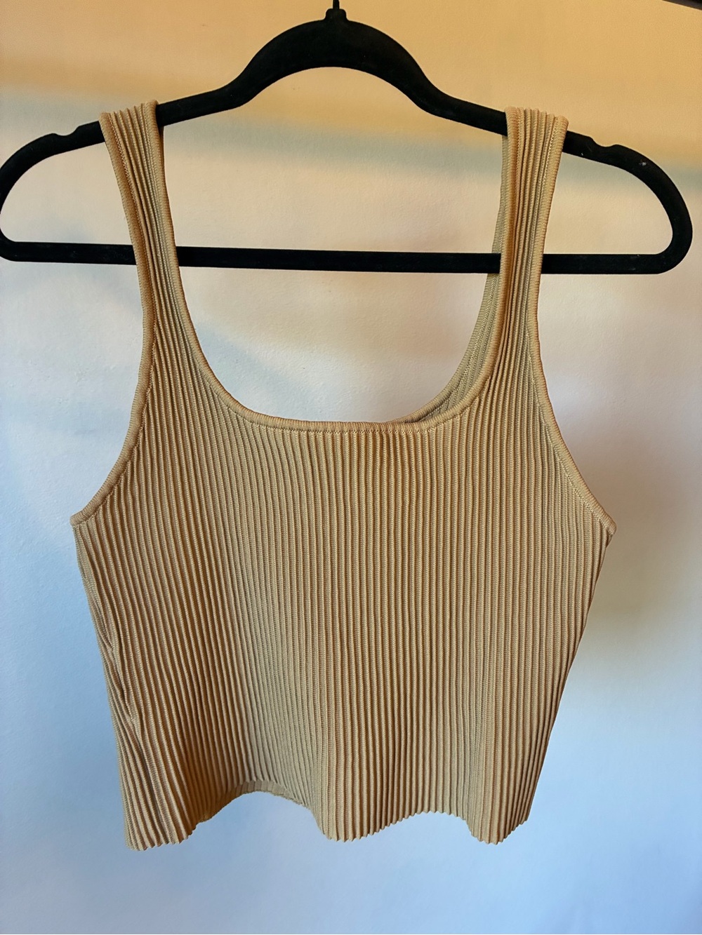 Forever 21 Tan Ribbed Square Neck Tank Top Size XL